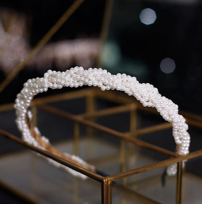 Trendy Pearl Beaded Hairband Wedding Hairpiece