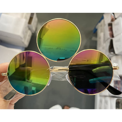 Trendy Punk Round Sunglasses with Metal Frame