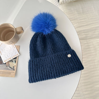 Trendy Solid Color Knit Beanie with Pom-Pom for Unisex