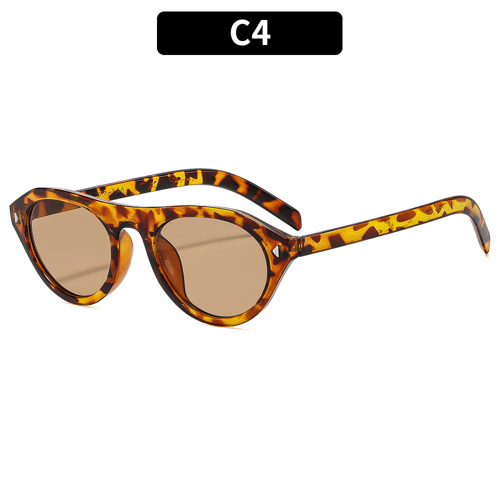 Trendy Oval Frame Sunglasses Fashionable Outdoor Shades