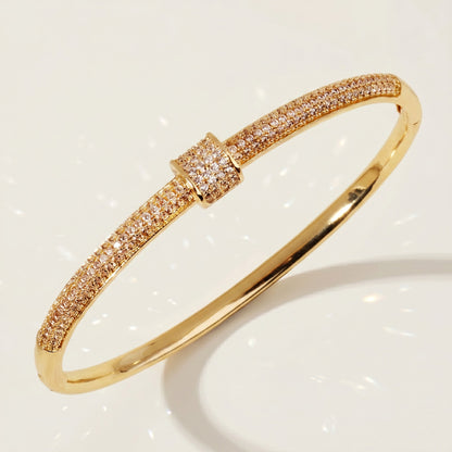 High-End Zirconia Stone Bangle with Nail Design for Weddings and Parties