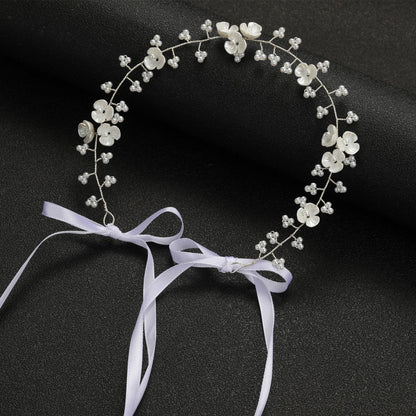 Beaded Pearl Flower Headband Bridal Hairpiece