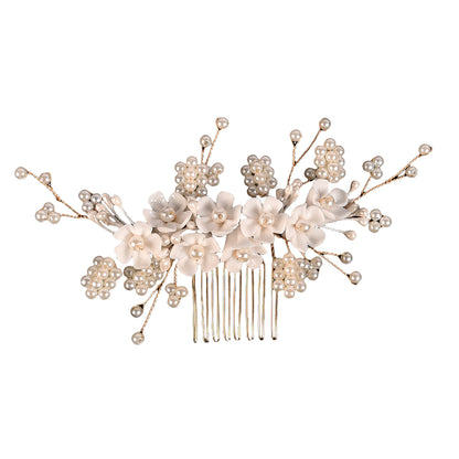 Handmade Pearl Flower Headpiece Wedding Hair Comb