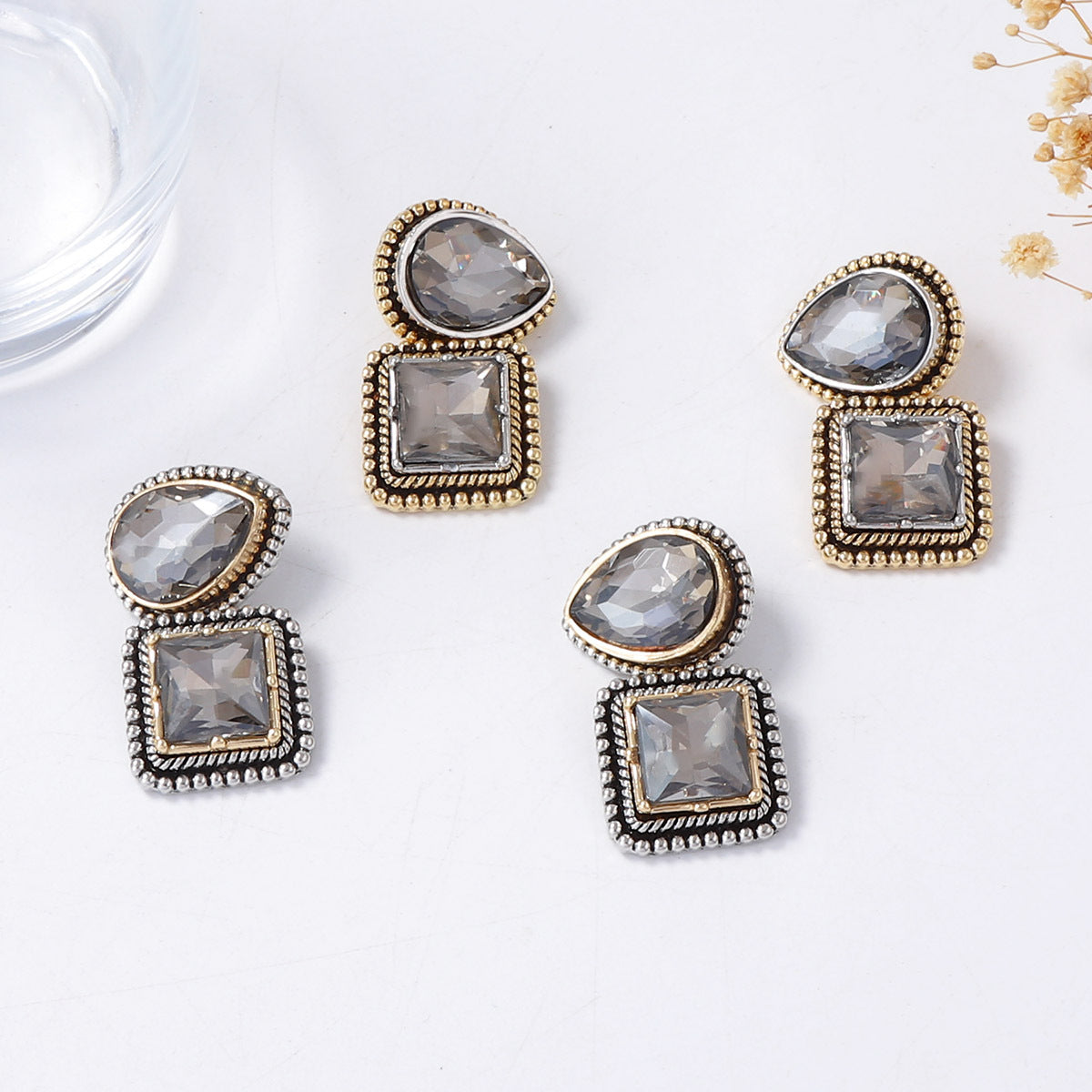 Pendant Earrings Geometric Rhinestone Elegant Everyday