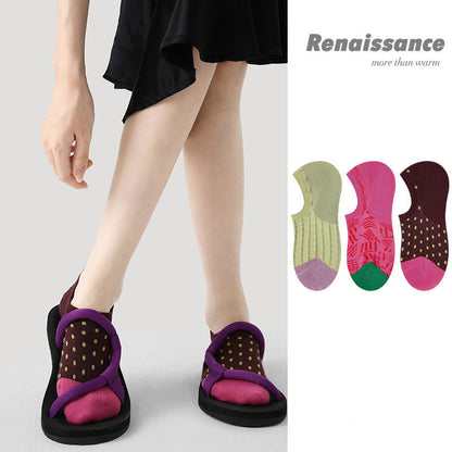Socks Vintage Embossed Combed Cotton No Show