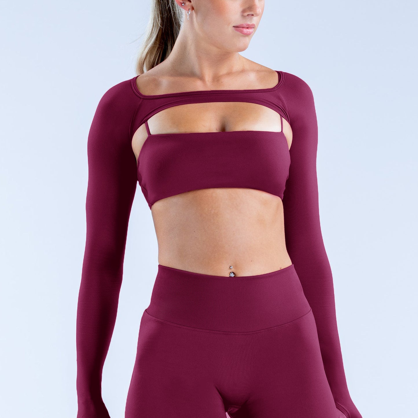 DFYNE Women's Long Sleeve Yoga Set Moisture-Wicking Fitness Top