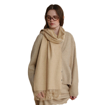 Classic Wool Scarf with Tassels for Men and Women