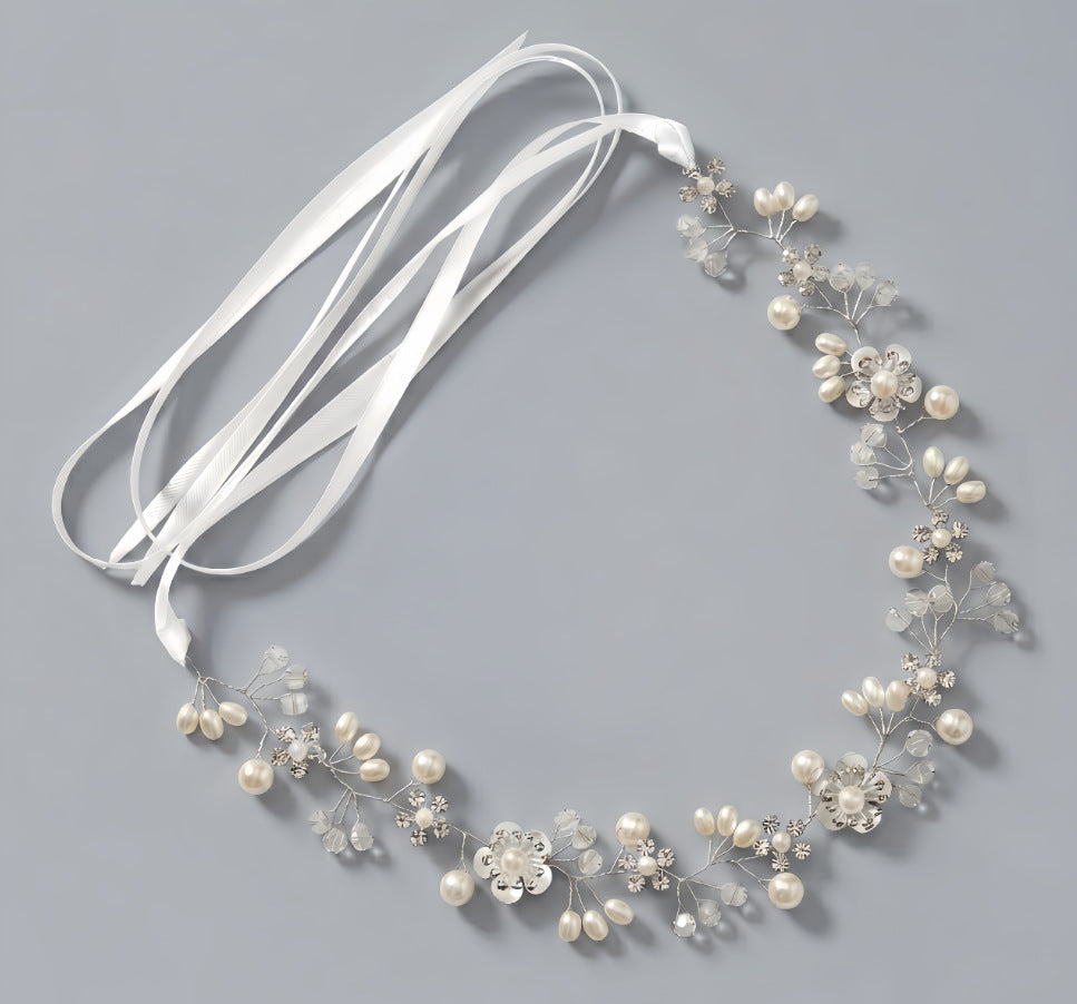 Exquisite Pearl and Crystal Flower Headpiece for Bridal Photoshoots
