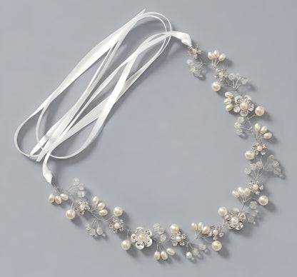 Exquisite Pearl and Crystal Flower Headpiece for Bridal Photoshoots