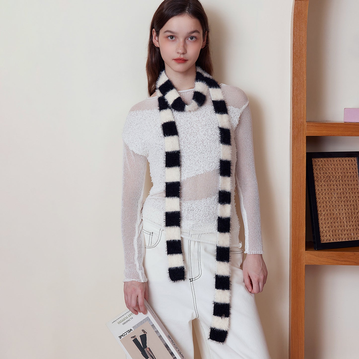 Trendy Striped Knit Scarf for Women - Versatile Chic Autumn/Winter Accessory
