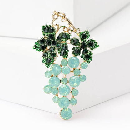 Trendy Rhinestone Grape Brooch Fashionable Women's Accessory