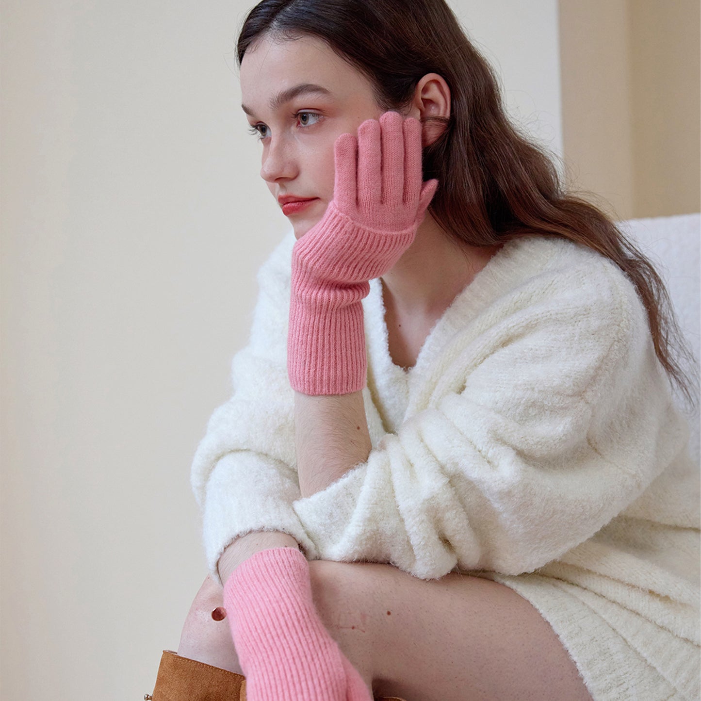 Women's Removable Touchscreen Wool-Blend Fingerless Gloves