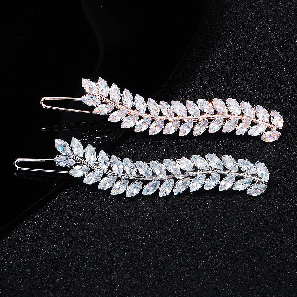 Elegant Rhinestone Hair Clips with Metal Side Pins