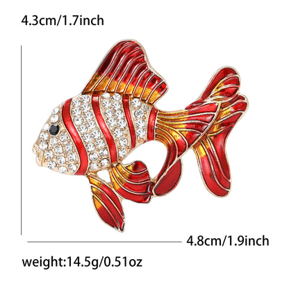 Luxury Enamel Goldfish Brooch Pendant Cute Animal Pin Jewelry
