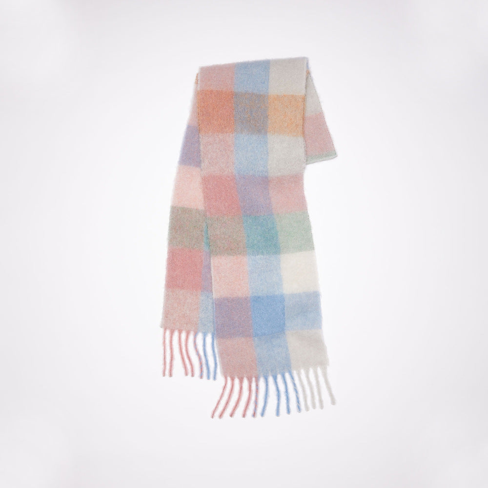Trendy Plaid Scarf Plush Warm Women’s Shawl