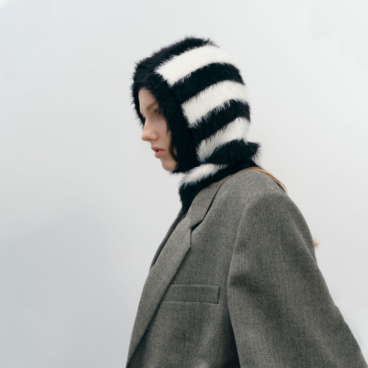 Unisex Color Block Knit Beanie Hat with Neck Protection