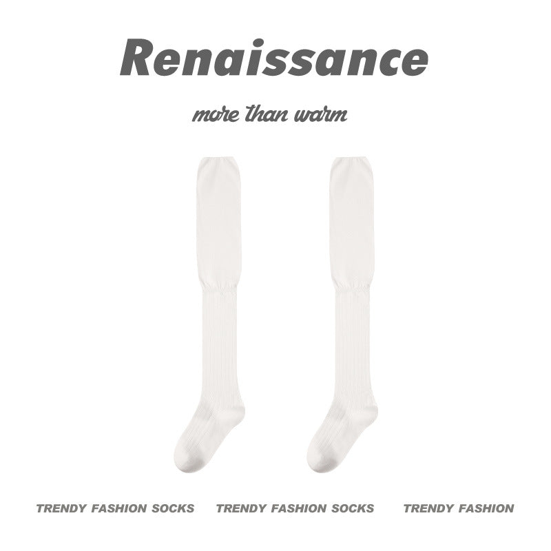 Over The Knee Socks Solid Combed Cotton Casual