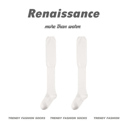 Over The Knee Socks Solid Combed Cotton Casual