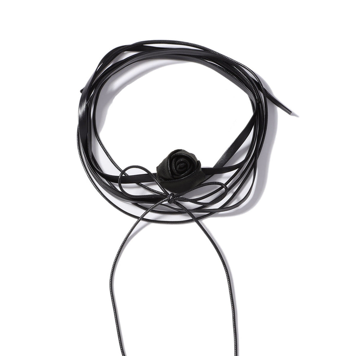 Long Layered Camellia Lariat Necklace Dark Chic