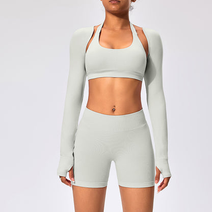 Women's Outdoor Yoga Set with Open Back Sports Bra and Pants