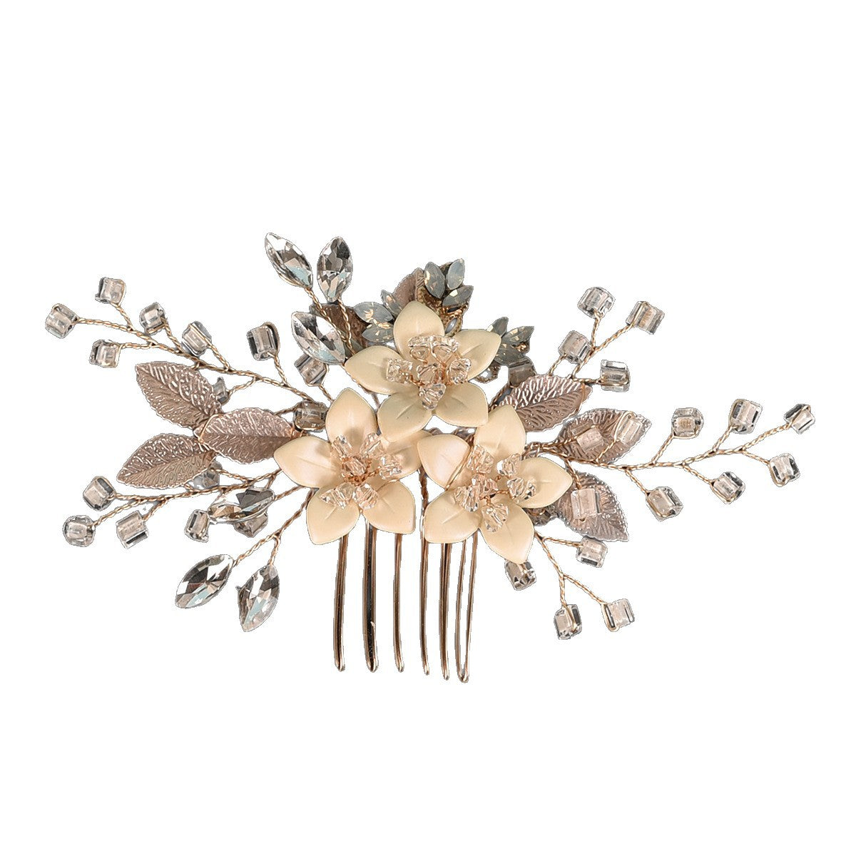 Side Comb Crystal Floral Design Bridal Wedding Hair Accessory