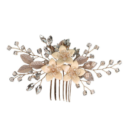 Side Comb Crystal Floral Design Bridal Wedding Hair Accessory