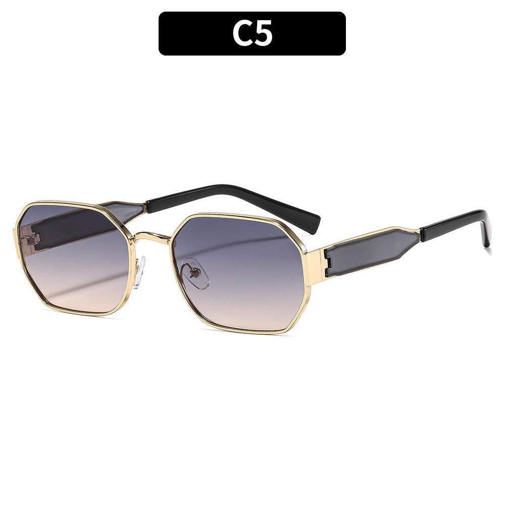Trendy Polygonal Metal Sunglasses Stylish Outdoor Eyewear