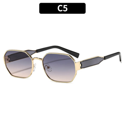 Trendy Polygonal Metal Sunglasses Stylish Outdoor Eyewear