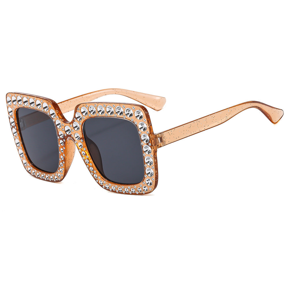 Colorful Square Rhinestone Sunglasses Trendy Bling Shade