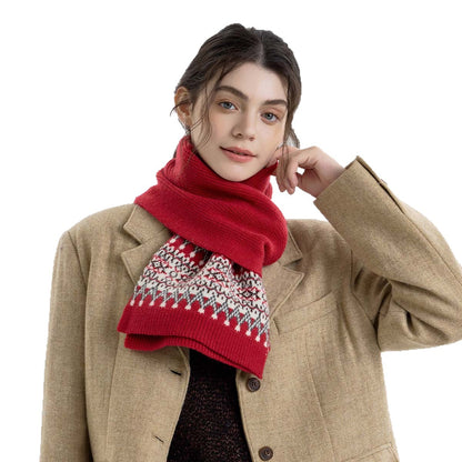 Nordic Fair Isle Knit Scarf for Women | Warm Couple's Christmas Shawl