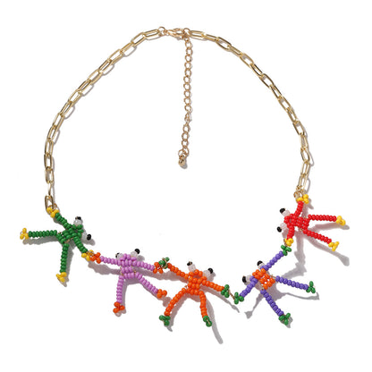 Necklace Handwoven Frog And Bee Pendant Chain Stylish