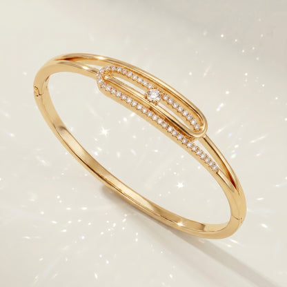 High-End Zirconia Stone Bangle with Nail Design for Weddings and Parties