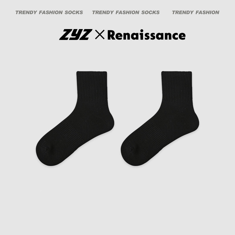 Seamless Mid Calf Floral Antibacterial Cotton Socks