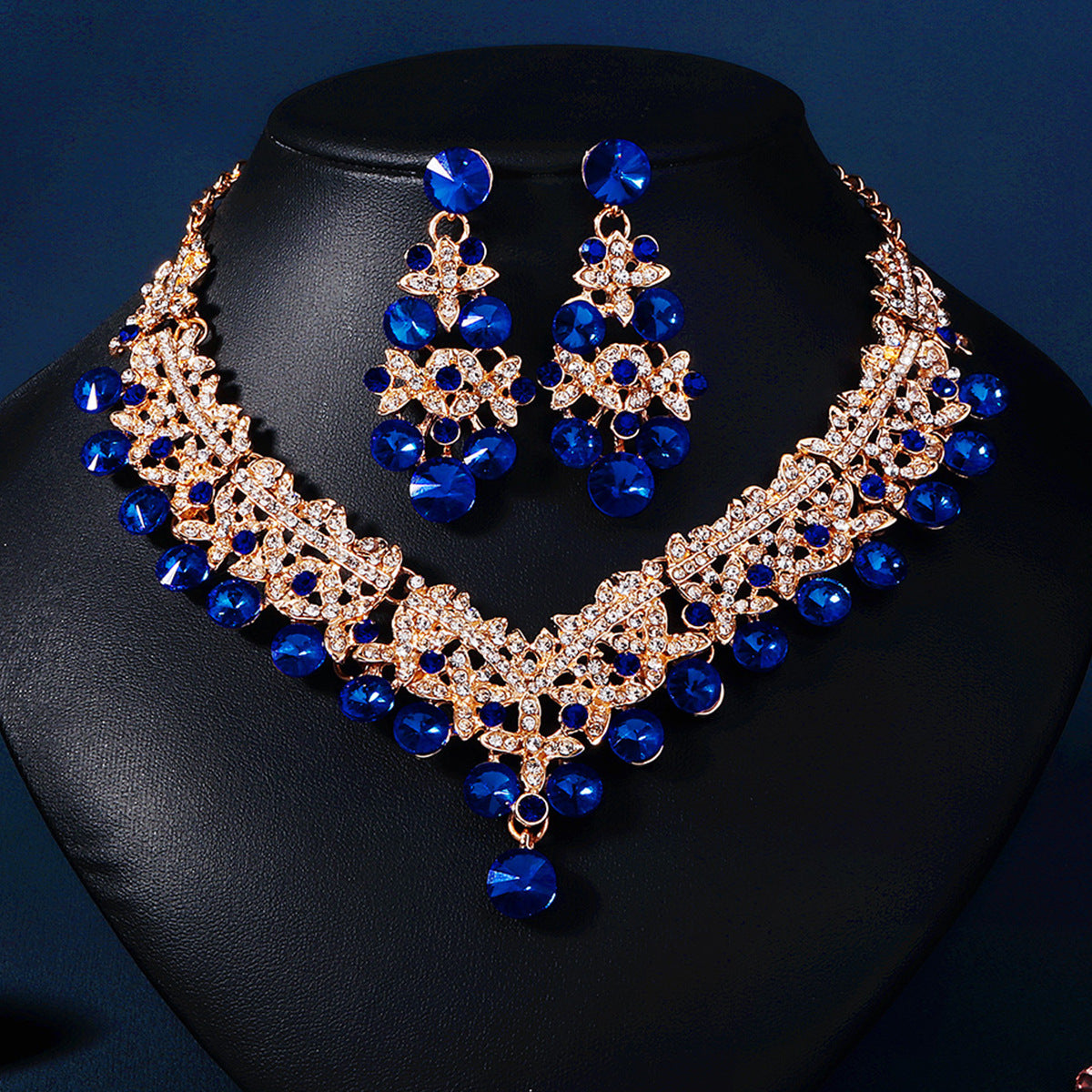 Elegant 3-Piece Bride Jewelry Set with Crown Necklace and Earrings
