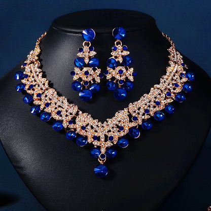 Elegant 3-Piece Bride Jewelry Set with Crown Necklace and Earrings