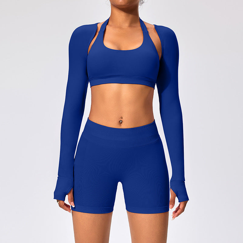 Women's Outdoor Yoga Set with Open Back Sports Bra and Pants