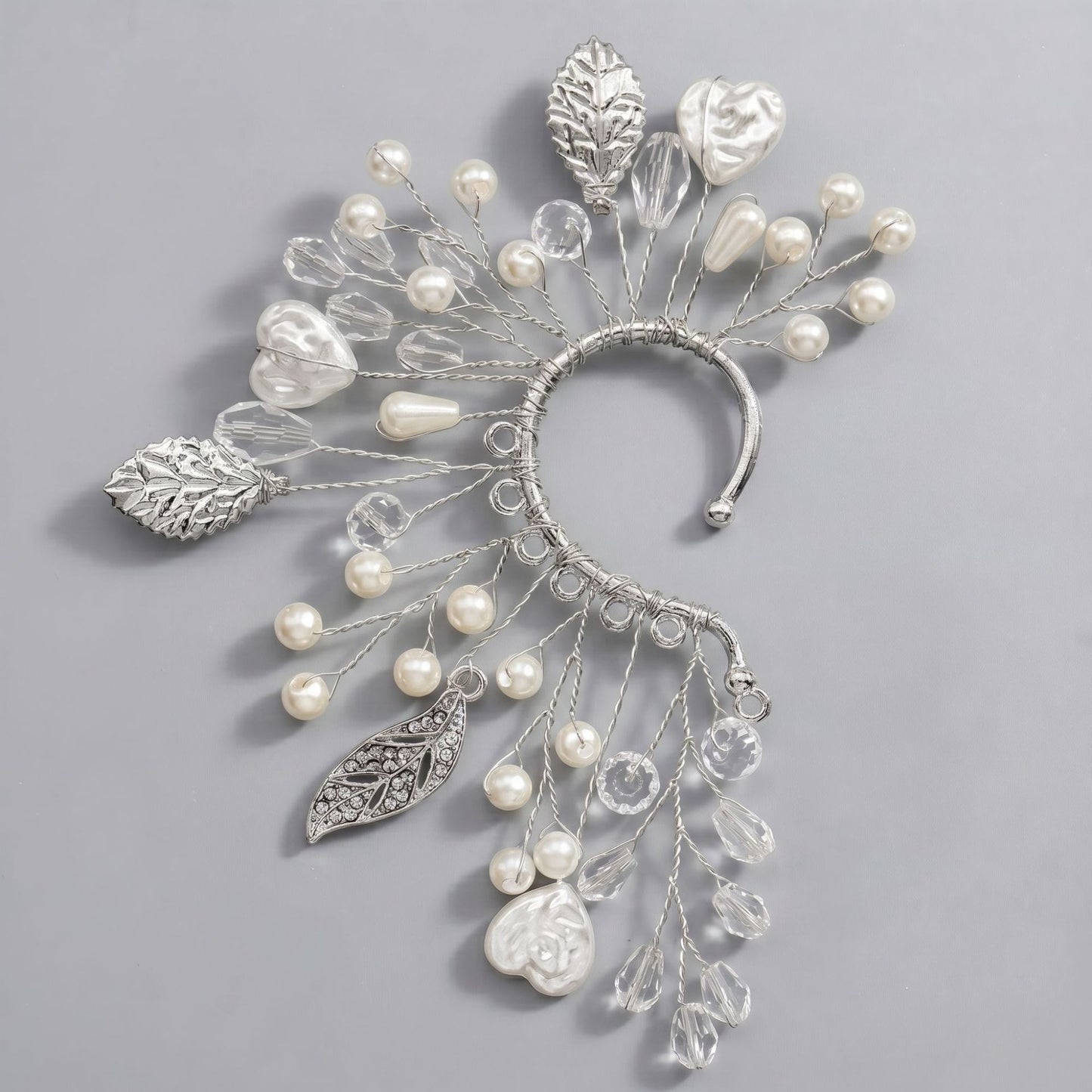 Handcrafted Pearl and Crystal Floral Earrings - Elegant and Versatile Accessories