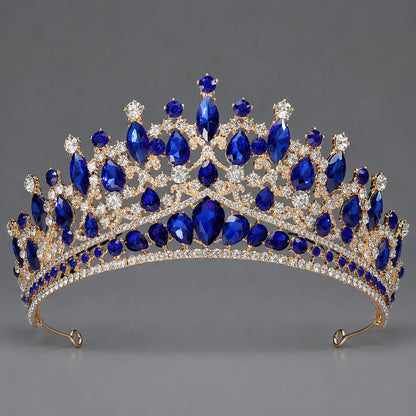Queen Crown with Crystals for Bride Retro Style Wedding Accessories