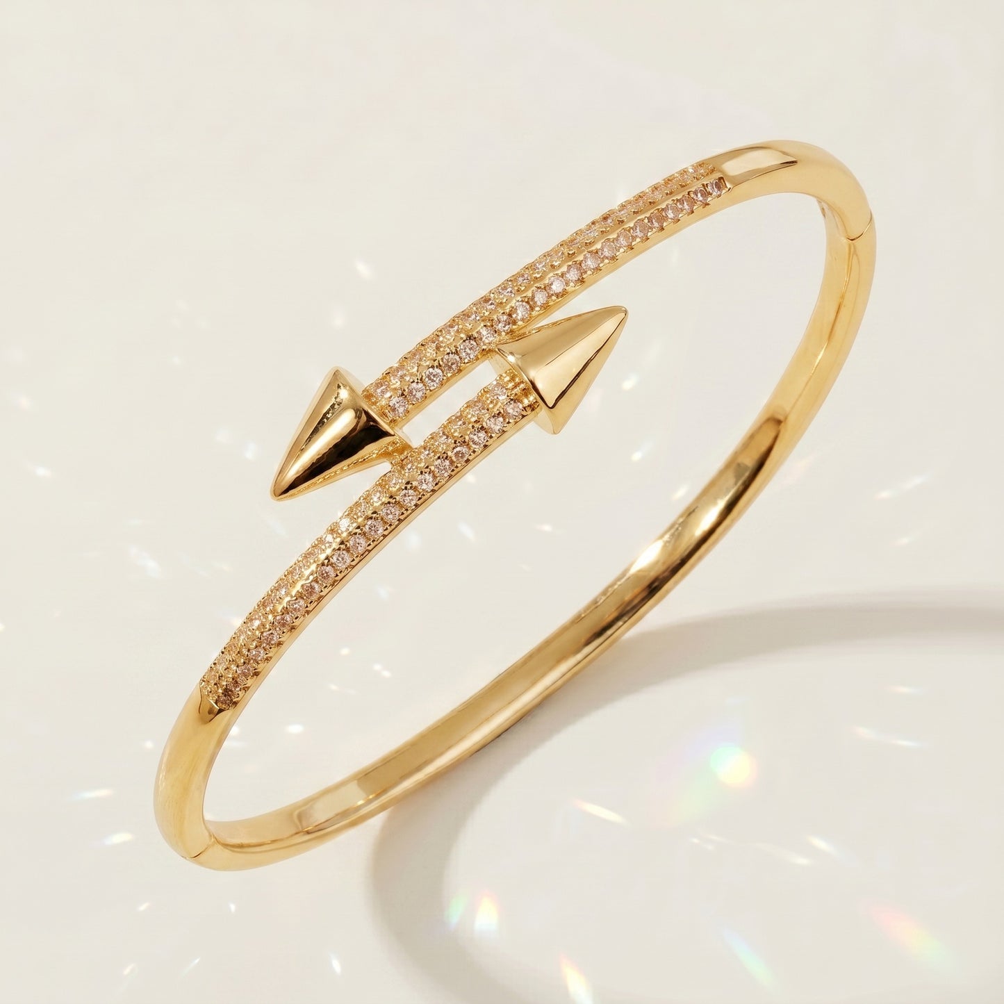 High-End Zirconia Stone Bangle with Nail Design for Weddings and Parties