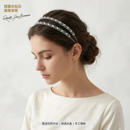 Luxury Rhinestone Headband Double Layer Handmade Crystal Hair Accessories