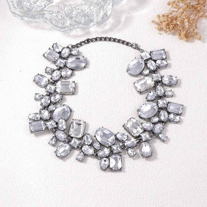 Geometric Rhinestone Choker Necklace Statement Party