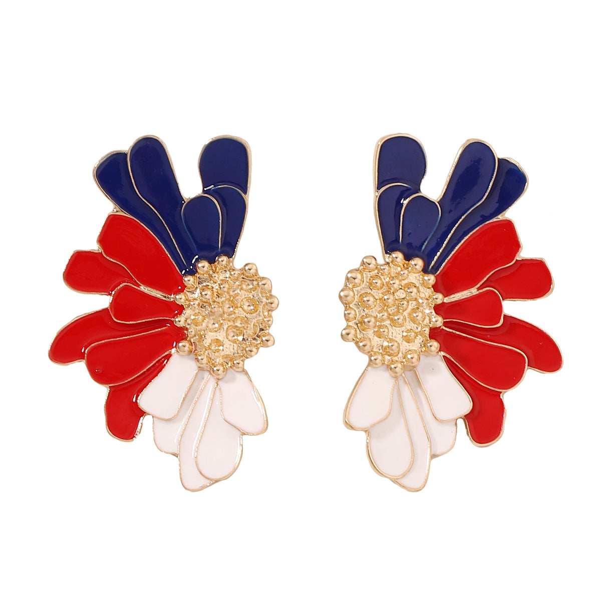 Alloy Enamel Flower Stud Earrings Hypoallergenic Chic