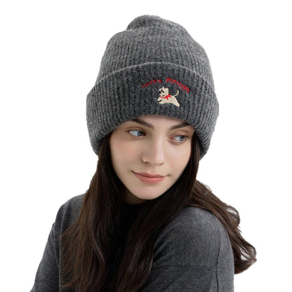 Cute Dog Embroidered Knit Hat Cozy Earflap Beanie