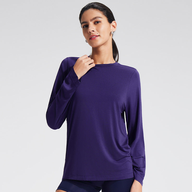 Women's Hollow Long Sleeve Yoga Top with Built-In Bra - Moisture-Wicking Fitness Tee