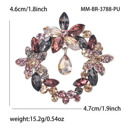 High-End Crystal Floral Brooch Fashionable Coat Pin