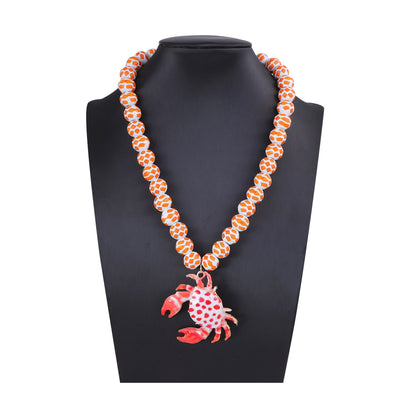 Layered Geometric Beaded Crab Necklace Casual Luxe