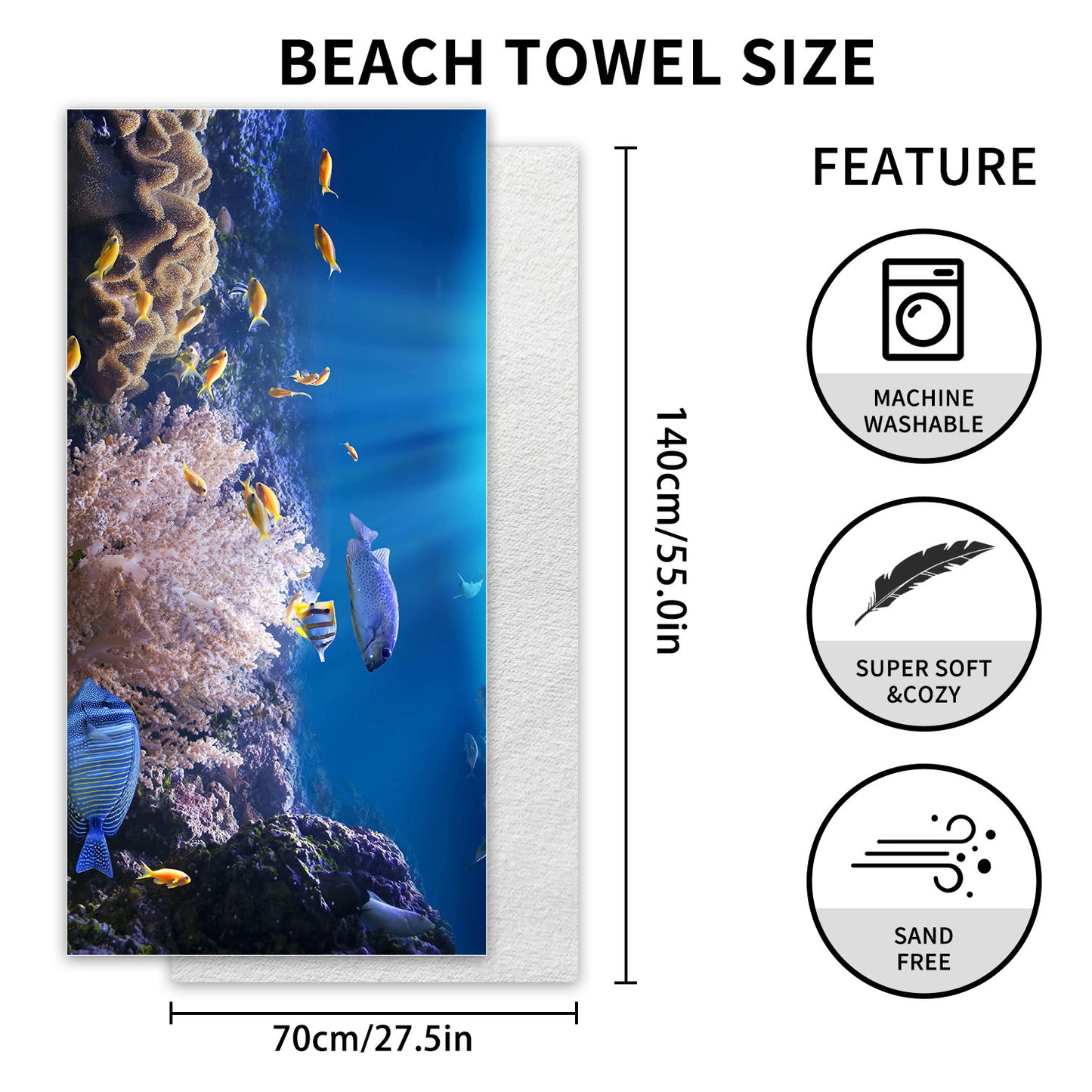 Large Soft Microfiber Beach Towel with Digital Print