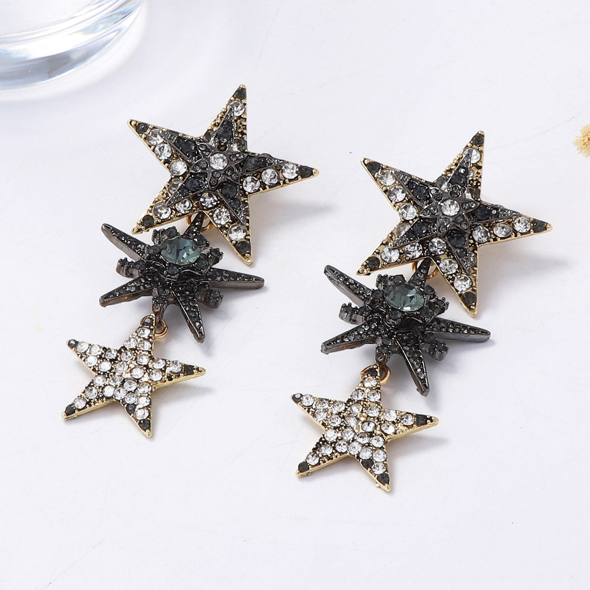 Drop Earrings Long Tassel Star Rhinestone Statement
