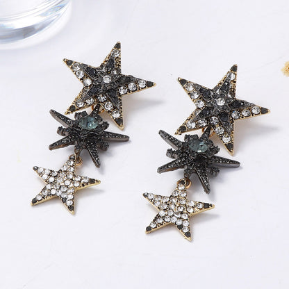 Drop Earrings Long Tassel Star Rhinestone Statement