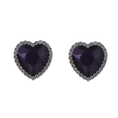 Alloy Heart Crystal Stud Earrings Vintage Luxe